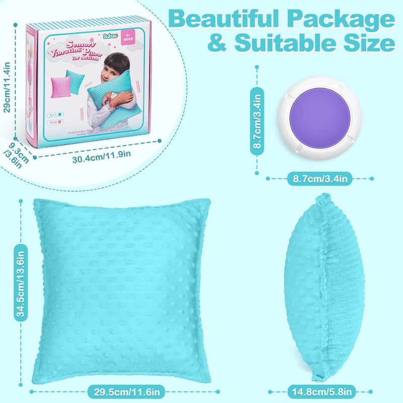 Subao 12" Vibrating Toddler Pillow with Two Textures, Sensory Toys for Kids with Autism, ADHD, Birthday & Xmas Gift for Boys & Girls Aged 4-10, Blue - Image 5
